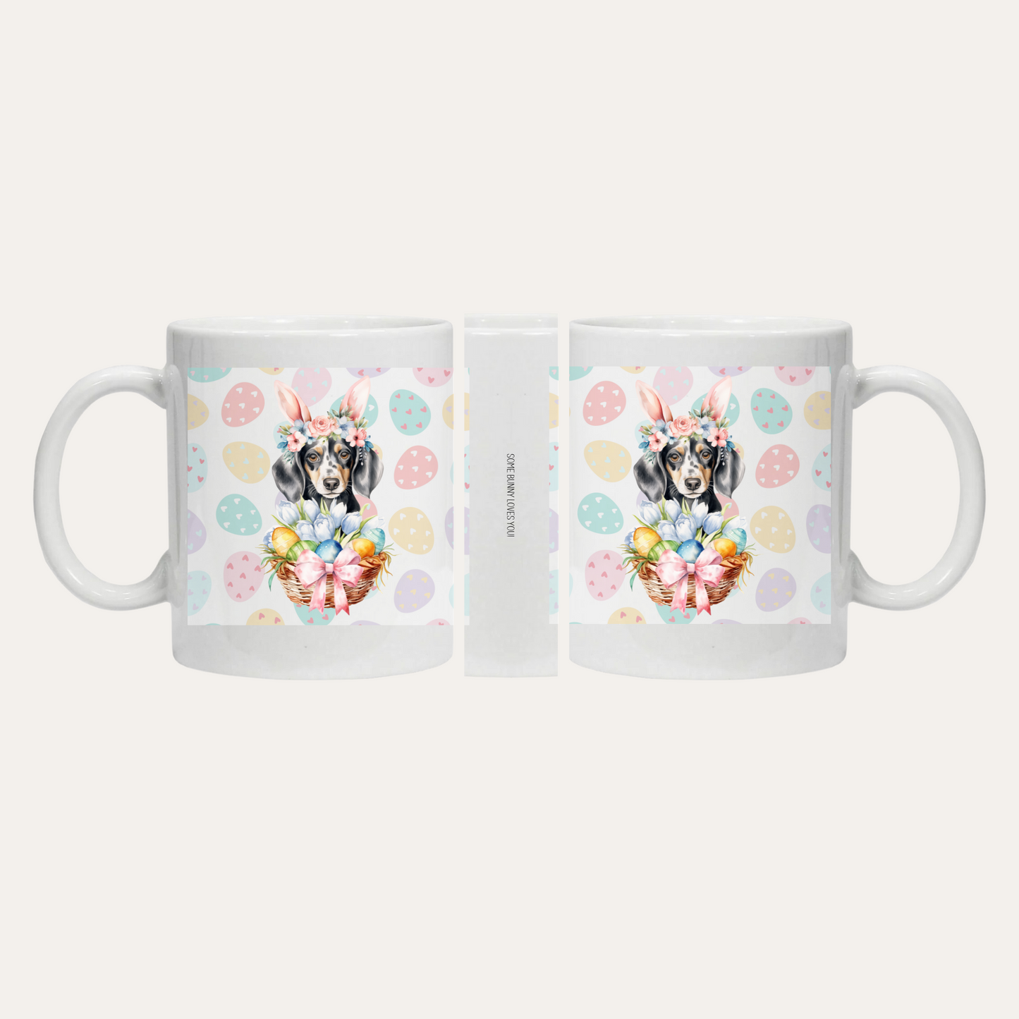 Dachshund with Flower Crown and Easter Basket Mug