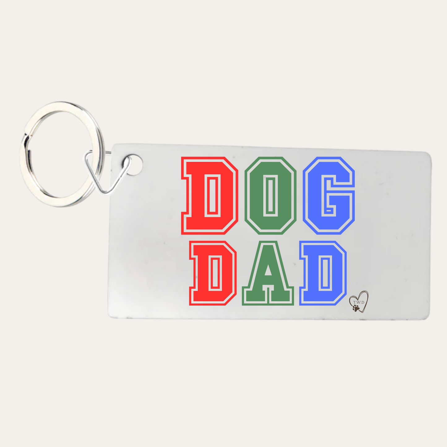 'Dog Dad' Sporty Text Keyring