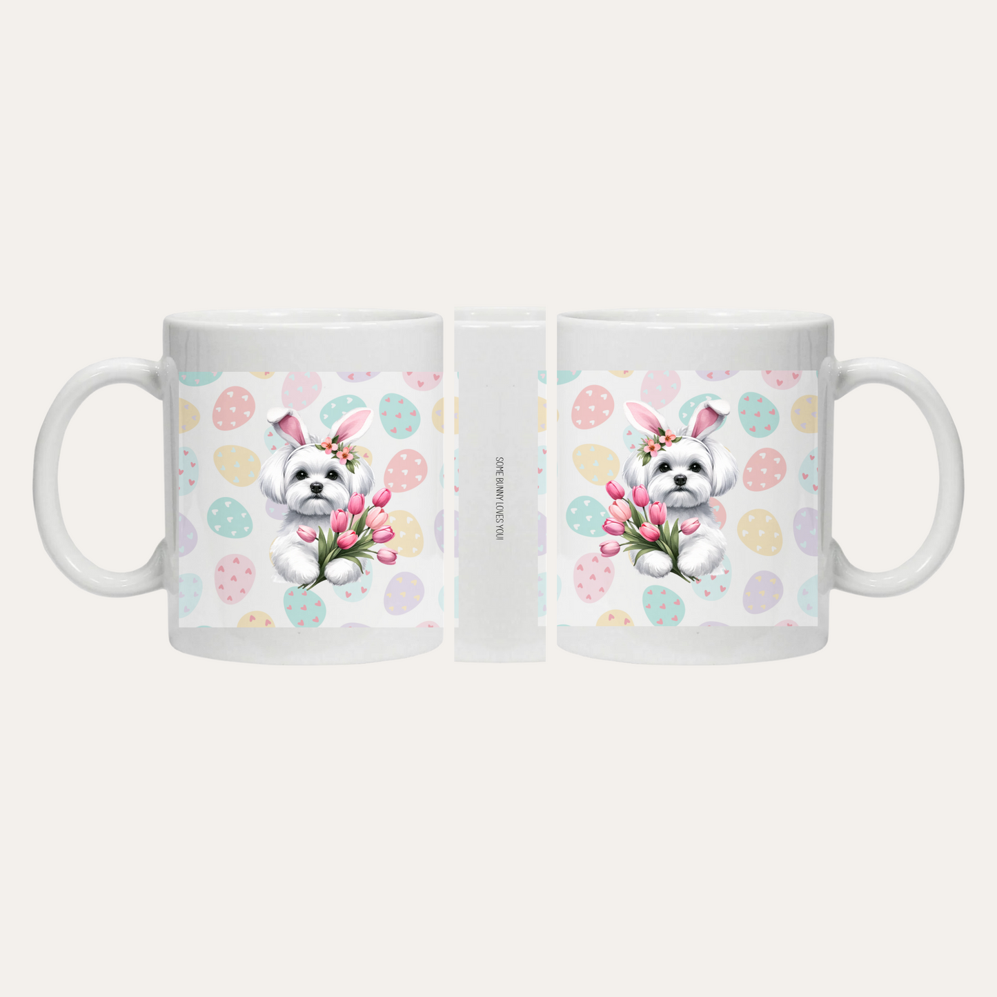 Maltese Dog in Bunny Ears Easter Mug