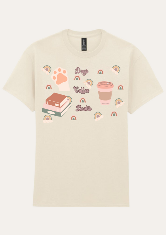 'Dogs Coffee Books' T-Shirt